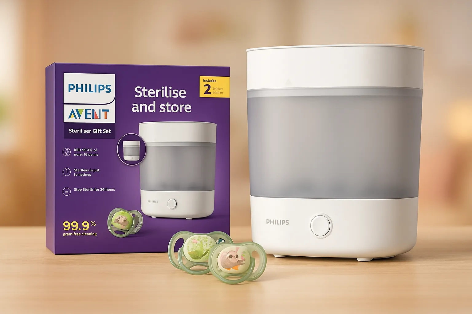 AVENT Steriliser With Ultra Air Soother Combo (SCF291/20)