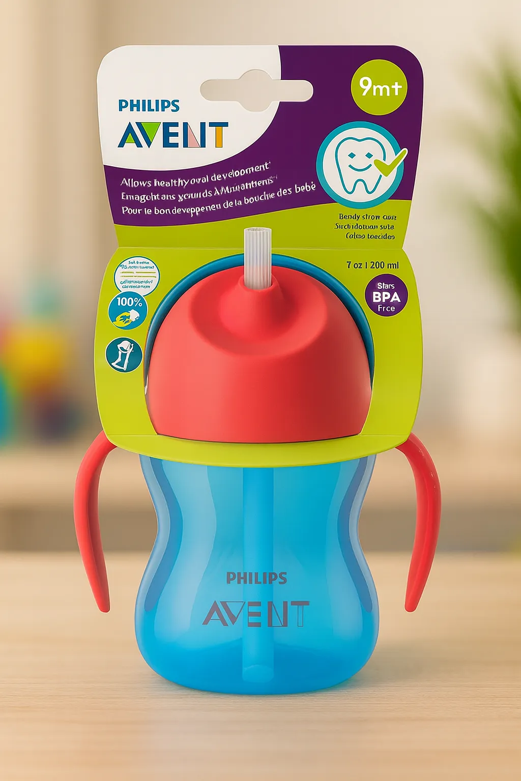 Philips Avent Straw Cup, 7oz (Blue, Plastic)